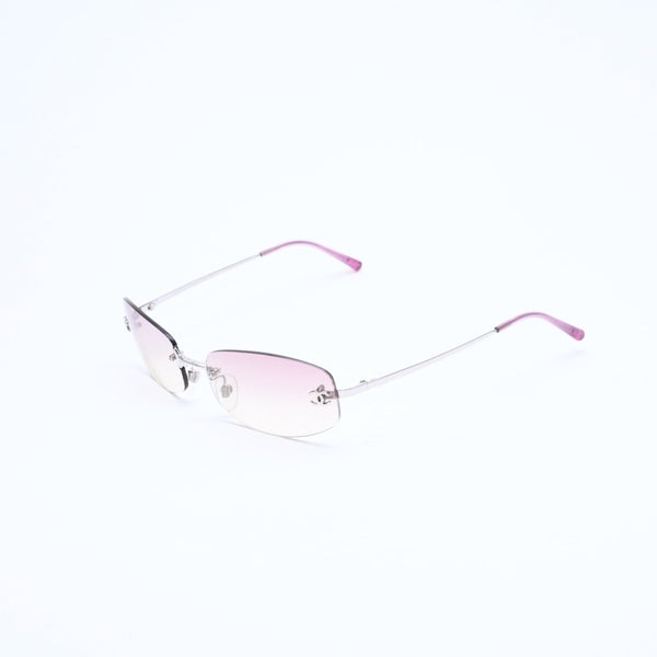 極美品 CHANEL シャネル リムレス サングラス アイウェア 4002 c.124/58 サイズ57□19 130 ココマーク ピンク 中古 4a007108