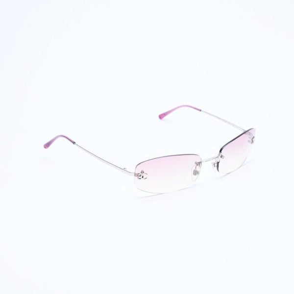 極美品 CHANEL シャネル リムレス サングラス アイウェア 4002 c.124/58 サイズ57□19 130 ココマーク ピンク 中古 4a007108