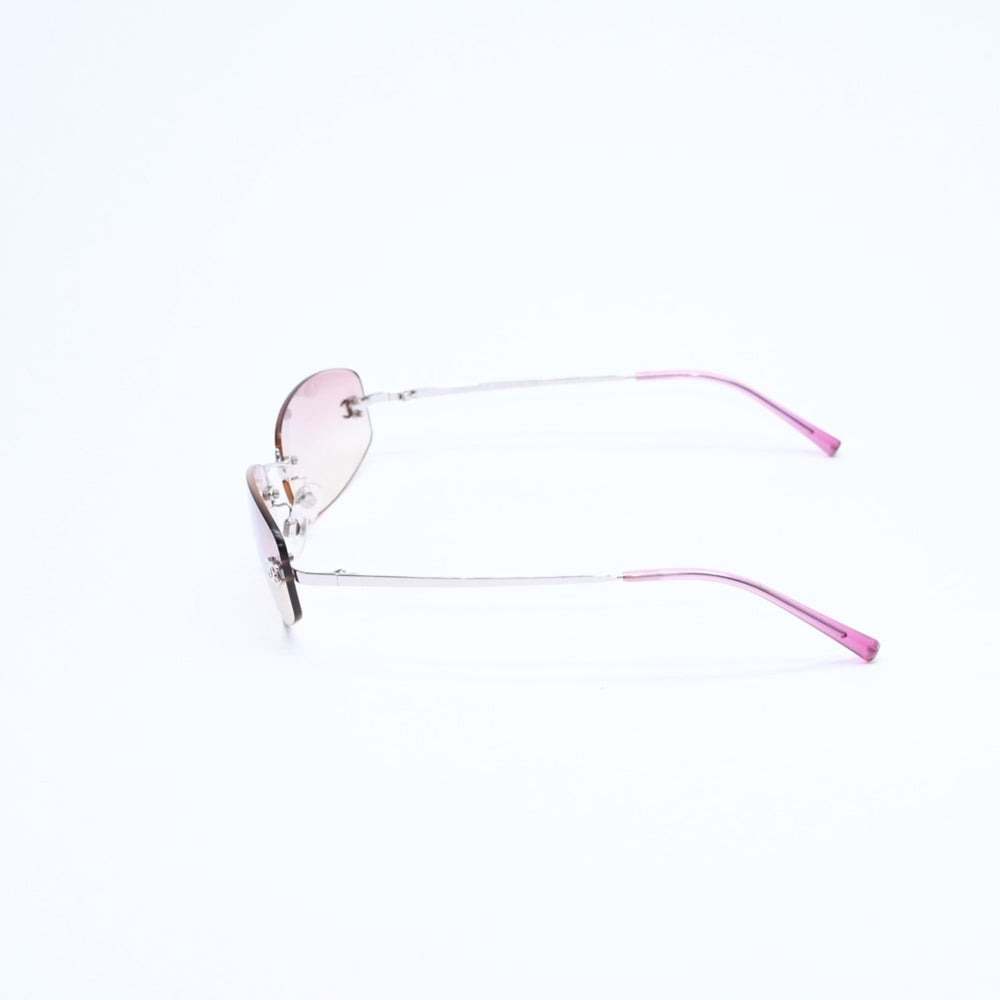Very Good Condition CHANEL Rimless Sunglasses Eyewear 4002 c.124/58 Size 57□19 130 Coco Mark Pink Used 4a007108