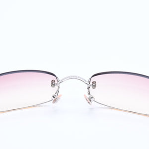 極美品 CHANEL シャネル リムレス サングラス アイウェア 4002 c.124/58 サイズ57□19 130 ココマーク ピンク 中古 4a007108