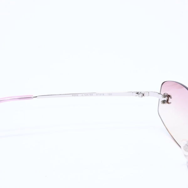 極美品 CHANEL シャネル リムレス サングラス アイウェア 4002 c.124/58 サイズ57□19 130 ココマーク ピンク 中古 4a007108
