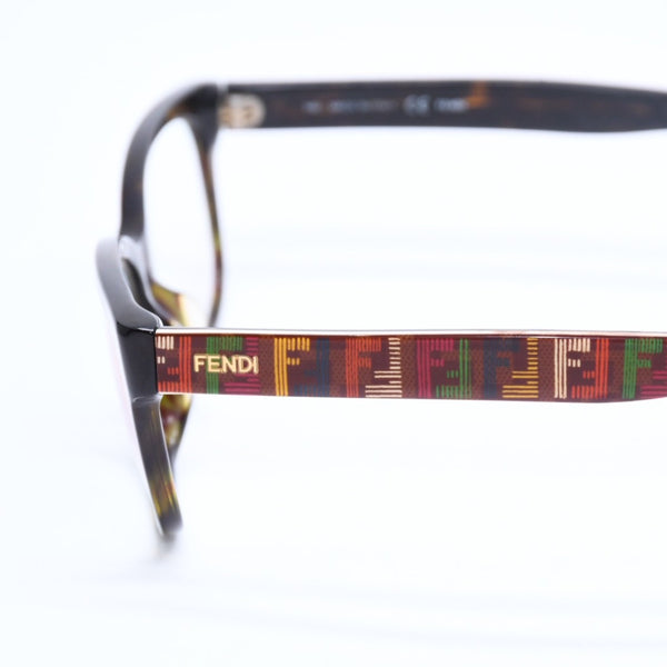 FENDI フェンディ 眼鏡 メガネ アイウェア FFロゴ ブラウン マルチカラー F 1008A サイズ140 美品 中古 4a008286
