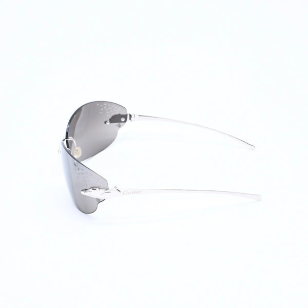Cartier カルティエ Sunglasses サングラス アイウェア パンテール柄 パンサー グレー シルバー金具 5348321 ◻︎ T1 サイズ110 美品 中古 4a008288