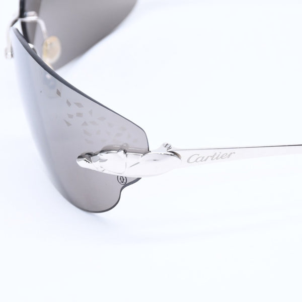 Cartier カルティエ Sunglasses サングラス アイウェア パンテール柄 パンサー グレー シルバー金具 5348321 ◻︎ T1 サイズ110 美品 中古 4a008288