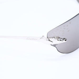 Cartier カルティエ Sunglasses サングラス アイウェア パンテール柄 パンサー グレー シルバー金具 5348321 ◻︎ T1 サイズ110 美品 中古 4a008288
