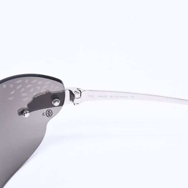Cartier カルティエ Sunglasses サングラス アイウェア パンテール柄 パンサー グレー シルバー金具 5348321 ◻︎ T1 サイズ110 美品 中古 4a008288