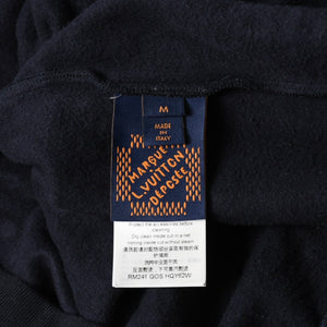 極美品 LOUIS VUITTON ルイヴィトン パーカー ダミエ 2024SS LVロゴ エンブロイダリー 刺繍 RM241 GOS HQY62W ネイビー サイズM 中古 4a007201