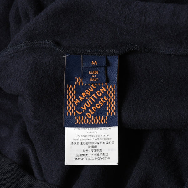極美品 LOUIS VUITTON ルイヴィトン パーカー ダミエ 2024SS LVロゴ エンブロイダリー 刺繍 RM241 GOS HQY62W ネイビー サイズM 中古 4a007201