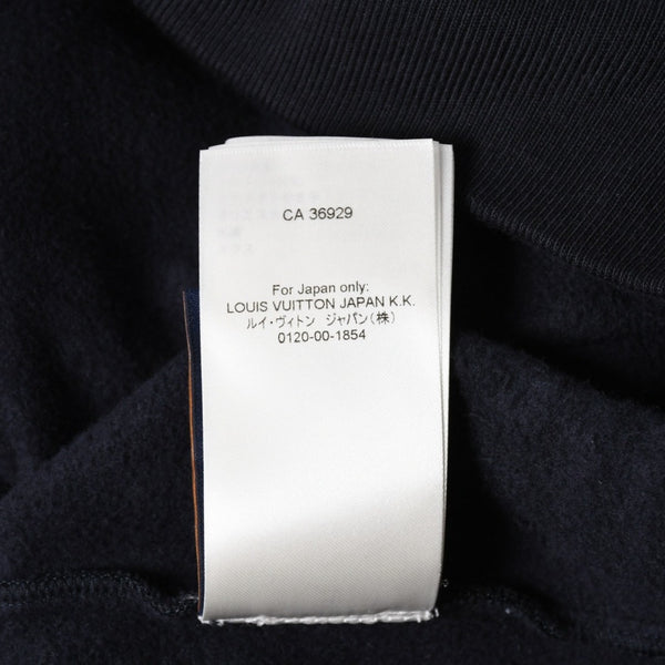 極美品 LOUIS VUITTON ルイヴィトン パーカー ダミエ 2024SS LVロゴ エンブロイダリー 刺繍 RM241 GOS HQY62W ネイビー サイズM 中古 4a007201