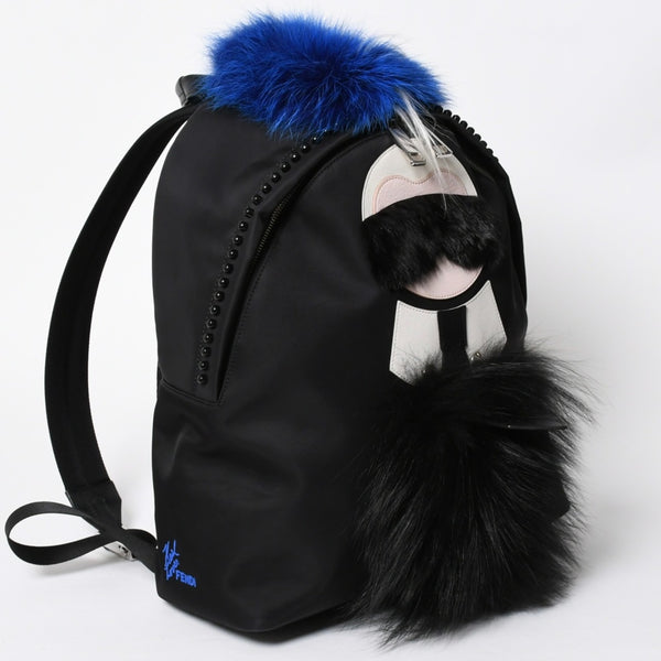 極美品 FENDI フェンディ カール・ラガーフェルド カーリト リュック バッグパック 7VZ016 ナイロン ブラック モンスター 中古 4a006985