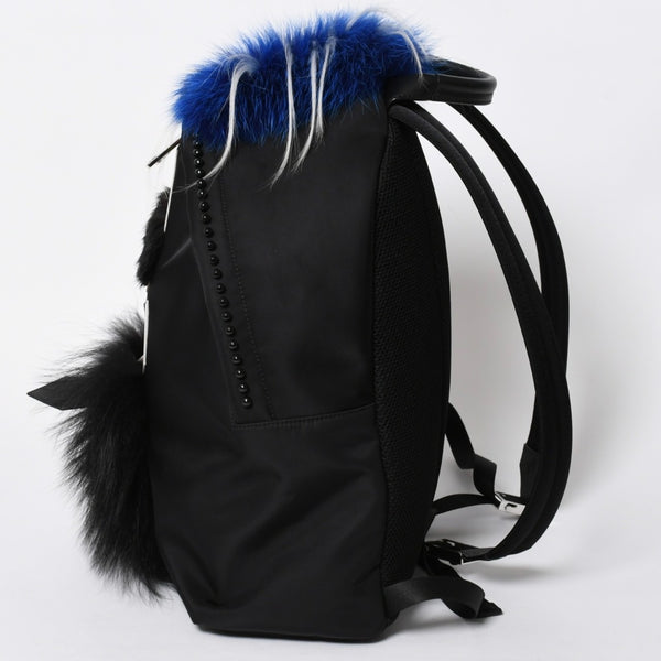 極美品 FENDI フェンディ カール・ラガーフェルド カーリト リュック バッグパック 7VZ016 ナイロン ブラック モンスター 中古 4a006985