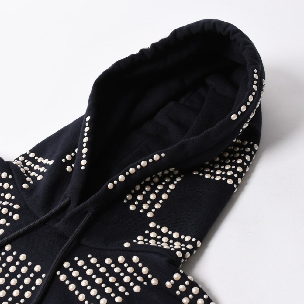 極美品 LOUIS VUITTON ルイヴィトン パーカー ダミエ 2024SS LVロゴ エンブロイダリー 刺繍 RM241 GOS HQY62W ネイビー サイズM 中古 4a007201