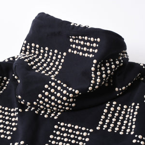 極美品 LOUIS VUITTON ルイヴィトン パーカー ダミエ 2024SS LVロゴ エンブロイダリー 刺繍 RM241 GOS HQY62W ネイビー サイズM 中古 4a007201