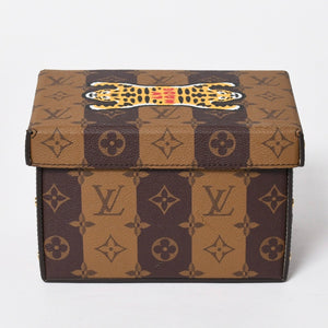 LOUIS VUITTON ルイヴィトン カードボックス GI0718 NIGO ニゴー タイガー モノグラムキャンバス ブラウン ゴールド金具 限定 良品 中古 4a007193