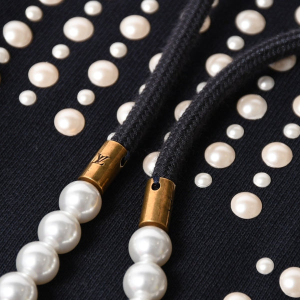 極美品 LOUIS VUITTON ルイヴィトン パーカー ダミエ 2024SS LVロゴ エンブロイダリー 刺繍 RM241 GOS HQY62W ネイビー サイズM 中古 4a007201