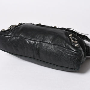 BALENCIAGA バレンシアガ ザ ファースト ハンドバッグ 103208 2WAY ショルダーバッグ ブラック レザー シルバー金具 美品 中古 4a007213