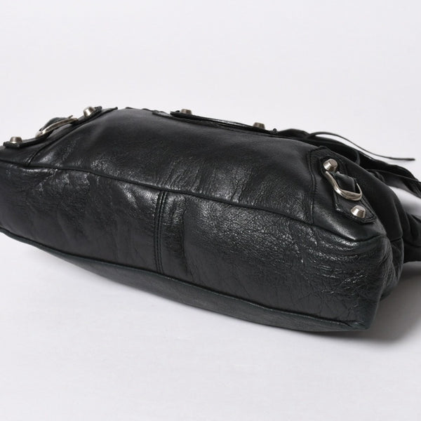 BALENCIAGA バレンシアガ ザ ファースト ハンドバッグ 103208 2WAY ショルダーバッグ ブラック レザー シルバー金具 美品 中古 4a007213