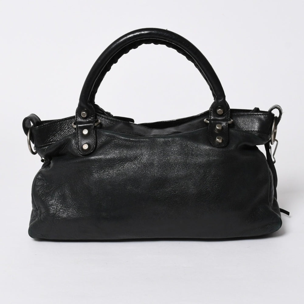 BALENCIAGA バレンシアガ ザ ファースト ハンドバッグ 103208 2WAY ショルダーバッグ ブラック レザー シルバー金具 美品 中古 4a007213