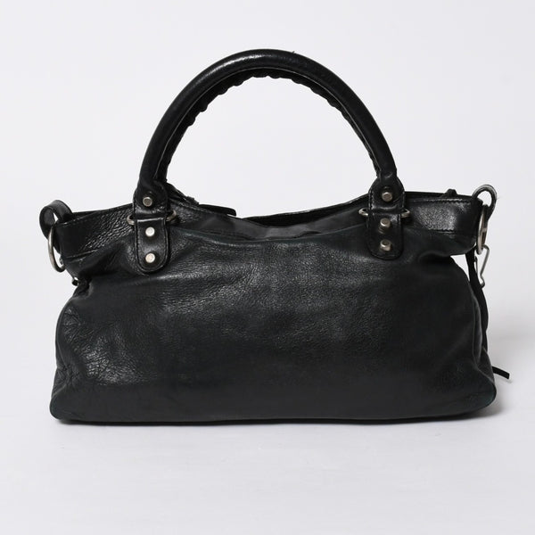BALENCIAGA バレンシアガ ザ ファースト ハンドバッグ 103208 2WAY ショルダーバッグ ブラック レザー シルバー金具 美品 中古 4a007213