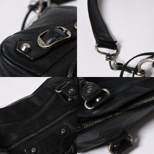 BALENCIAGA バレンシアガ ザ ファースト ハンドバッグ 103208 2WAY ショルダーバッグ ブラック レザー シルバー金具 美品 中古 4a007213