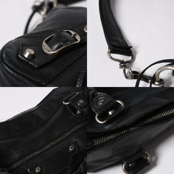 BALENCIAGA バレンシアガ ザ ファースト ハンドバッグ 103208 2WAY ショルダーバッグ ブラック レザー シルバー金具 美品 中古 4a007213