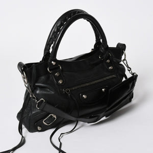 BALENCIAGA バレンシアガ ザ ファースト ハンドバッグ 103208 2WAY ショルダーバッグ ブラック レザー シルバー金具 美品 中古 4a007213