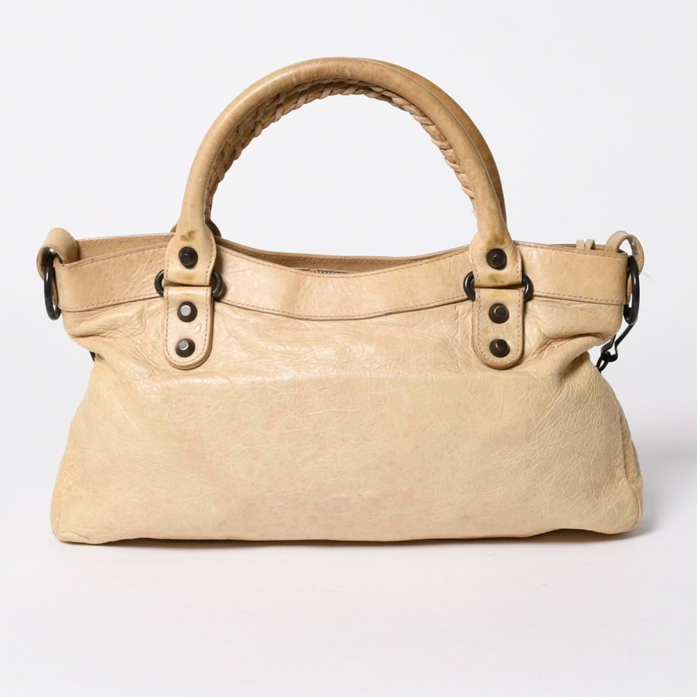 BALENCIAGA バレンシアガ THE FIRST ザ ファースト 2WAYバッグ 103208 レザー ベージュ ブラック金具 美品 中古 4a007063