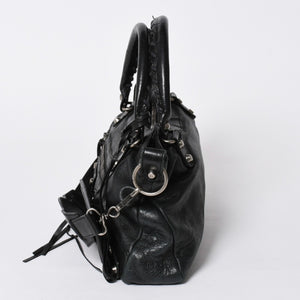BALENCIAGA バレンシアガ ザ ファースト ハンドバッグ 103208 2WAY ショルダーバッグ ブラック レザー シルバー金具 美品 中古 4a007213