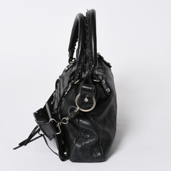 BALENCIAGA バレンシアガ ザ ファースト ハンドバッグ 103208 2WAY ショルダーバッグ ブラック レザー シルバー金具 美品 中古 4a007213