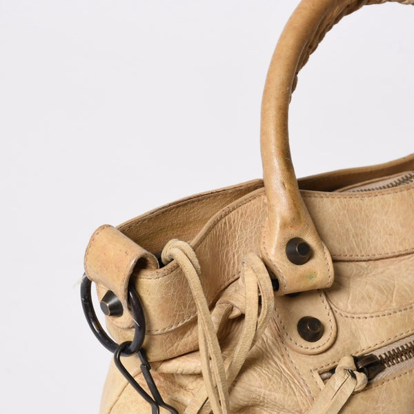 BALENCIAGA バレンシアガ THE FIRST ザ ファースト 2WAYバッグ 103208 レザー ベージュ ブラック金具 美品 中古 4a007063
