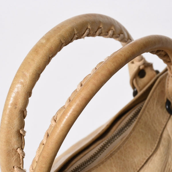 BALENCIAGA バレンシアガ THE FIRST ザ ファースト 2WAYバッグ 103208 レザー ベージュ ブラック金具 美品 中古 4a007063