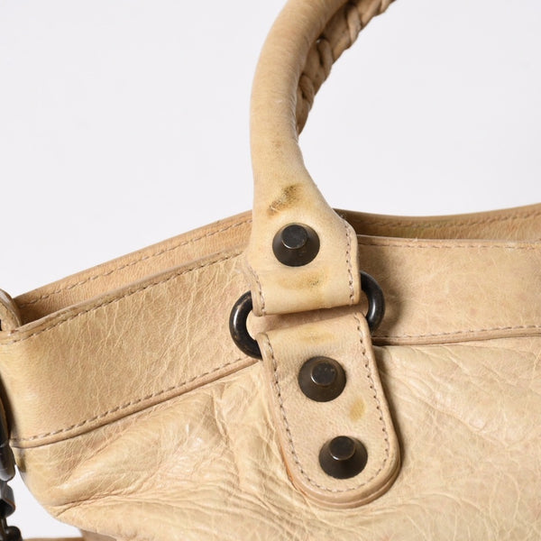 BALENCIAGA バレンシアガ THE FIRST ザ ファースト 2WAYバッグ 103208 レザー ベージュ ブラック金具 美品 中古 4a007063