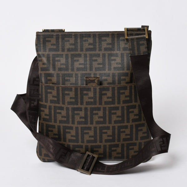 極美品 FENDI フェンディ ショルダーバッグ ズッカ柄 FFロゴ ブラウン ブラック ゴールド金具 7VA207-UZD 中古 4a006499
