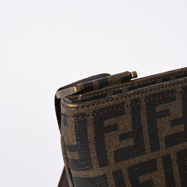 極美品 FENDI フェンディ ショルダーバッグ ズッカ柄 FFロゴ ブラウン ブラック ゴールド金具 7VA207-UZD 中古 4a006499