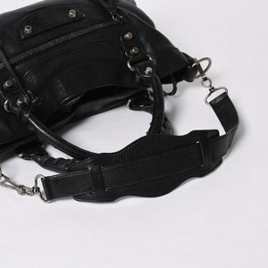 BALENCIAGA バレンシアガ ザ ファースト ハンドバッグ 103208 2WAY ショルダーバッグ ブラック レザー シルバー金具 美品 中古 4a007213