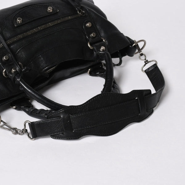 BALENCIAGA バレンシアガ ザ ファースト ハンドバッグ 103208 2WAY ショルダーバッグ ブラック レザー シルバー金具 美品 中古 4a007213