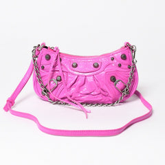 極美品 BALENCIAGA バレンシアガ Le Cagole ル・カゴール Mini Chain ミニ チェーン ショルダーバッグ ピンク 695814 中古 4a007218