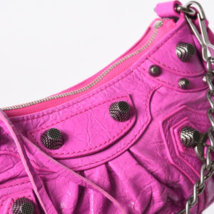 極美品 BALENCIAGA バレンシアガ Le Cagole ル・カゴール Mini Chain ミニ チェーン ショルダーバッグ ピンク 695814 中古 4a007218