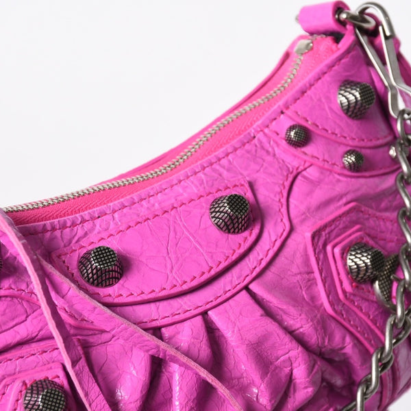 極美品 BALENCIAGA バレンシアガ Le Cagole ル・カゴール Mini Chain ミニ チェーン ショルダーバッグ ピンク 695814 中古 4a007218
