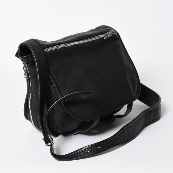 極美品 CHROME HEARTS クロムハーツ SOFT SHOULDER TINY タイニー ソフトショルダーバッグ ガンスリンガー ダガー ブラック 中古 4a007438