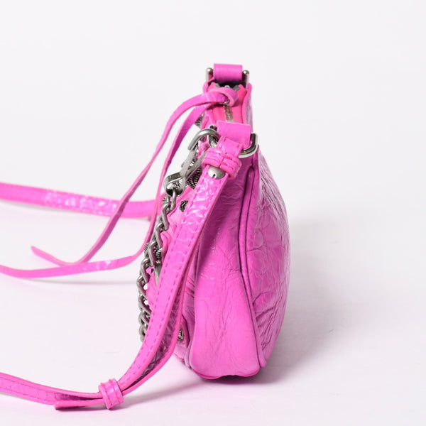 極美品 BALENCIAGA バレンシアガ Le Cagole ル・カゴール Mini Chain ミニ チェーン ショルダーバッグ ピンク 695814 中古 4a007218