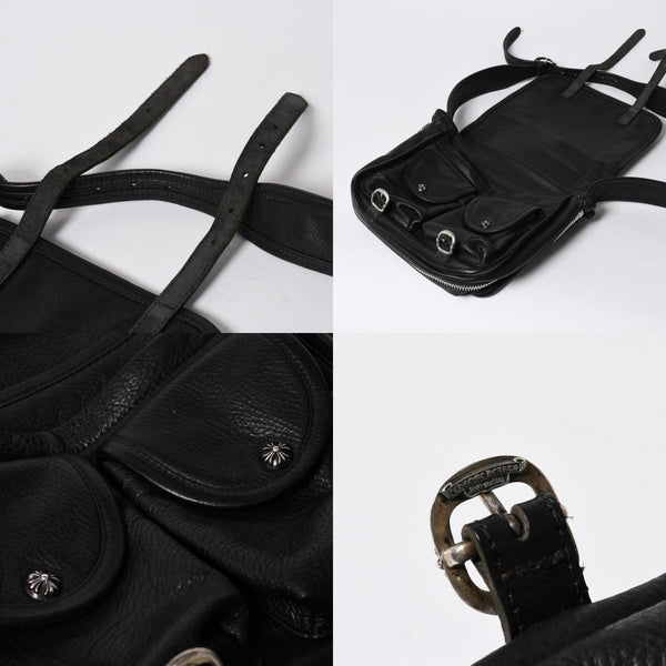 極美品 CHROME HEARTS クロムハーツ SOFT SHOULDER TINY タイニー ソフトショルダーバッグ ガンスリンガー ダガー ブラック 中古 4a007438