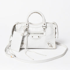 BALENCIAGA バレンシアガ Classic Nano City クラシック ナノ シティ 2WAYバッグ 505555 レザー ホワイト 美品 中古 4a007528