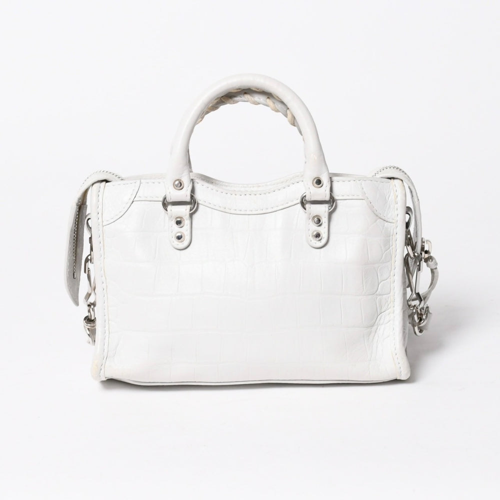 BALENCIAGA バレンシアガ Classic Nano City クラシック ナノ シティ 2WAYバッグ 505555 レザー ホワイト 美品 中古 4a007528