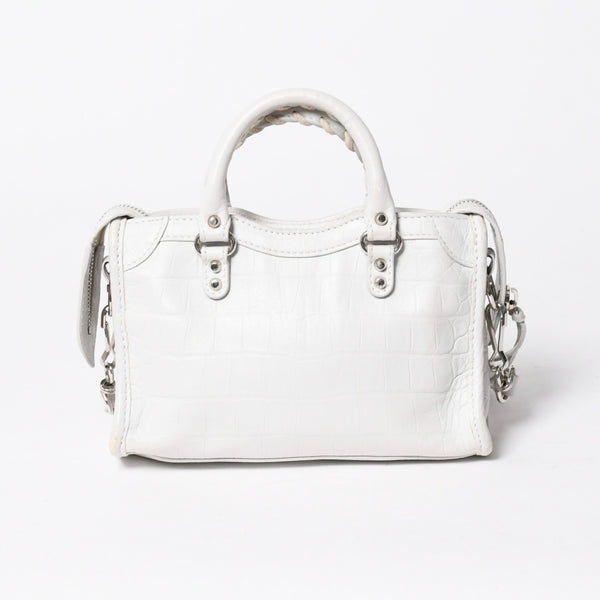 BALENCIAGA バレンシアガ Classic Nano City クラシック ナノ シティ 2WAYバッグ 505555 レザー ホワイト 美品 中古 4a007528