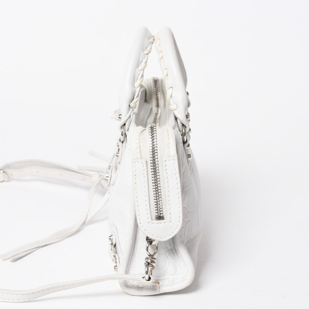BALENCIAGA バレンシアガ Classic Nano City クラシック ナノ シティ 2WAYバッグ 505555 レザー ホワイト 美品 中古 4a007528
