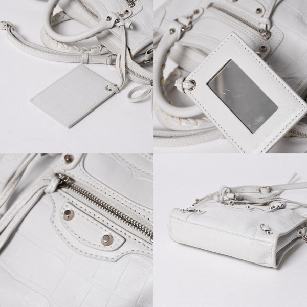 BALENCIAGA バレンシアガ Classic Nano City クラシック ナノ シティ 2WAYバッグ 505555 レザー ホワイト 美品 中古 4a007528