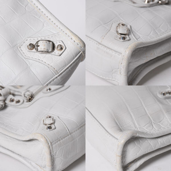 BALENCIAGA バレンシアガ Classic Nano City クラシック ナノ シティ 2WAYバッグ 505555 レザー ホワイト 美品 中古 4a007528