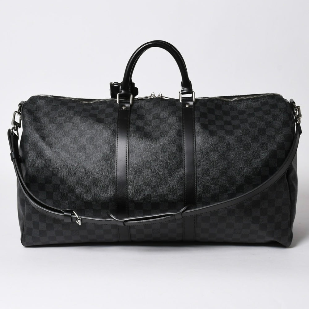 極美品 ルイヴィトン LOUIS VUITTON キーポル バンドリエール 55 ボストンバッグ ダミエ グラフィット ブラック N41413 中古 4a007221
