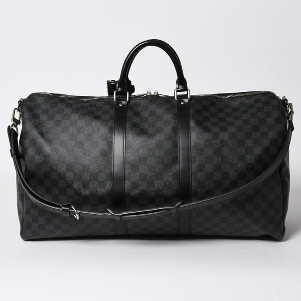 極美品 ルイヴィトン LOUIS VUITTON キーポル バンドリエール 55 ボストンバッグ ダミエ グラフィット ブラック N41413 中古 4a007221